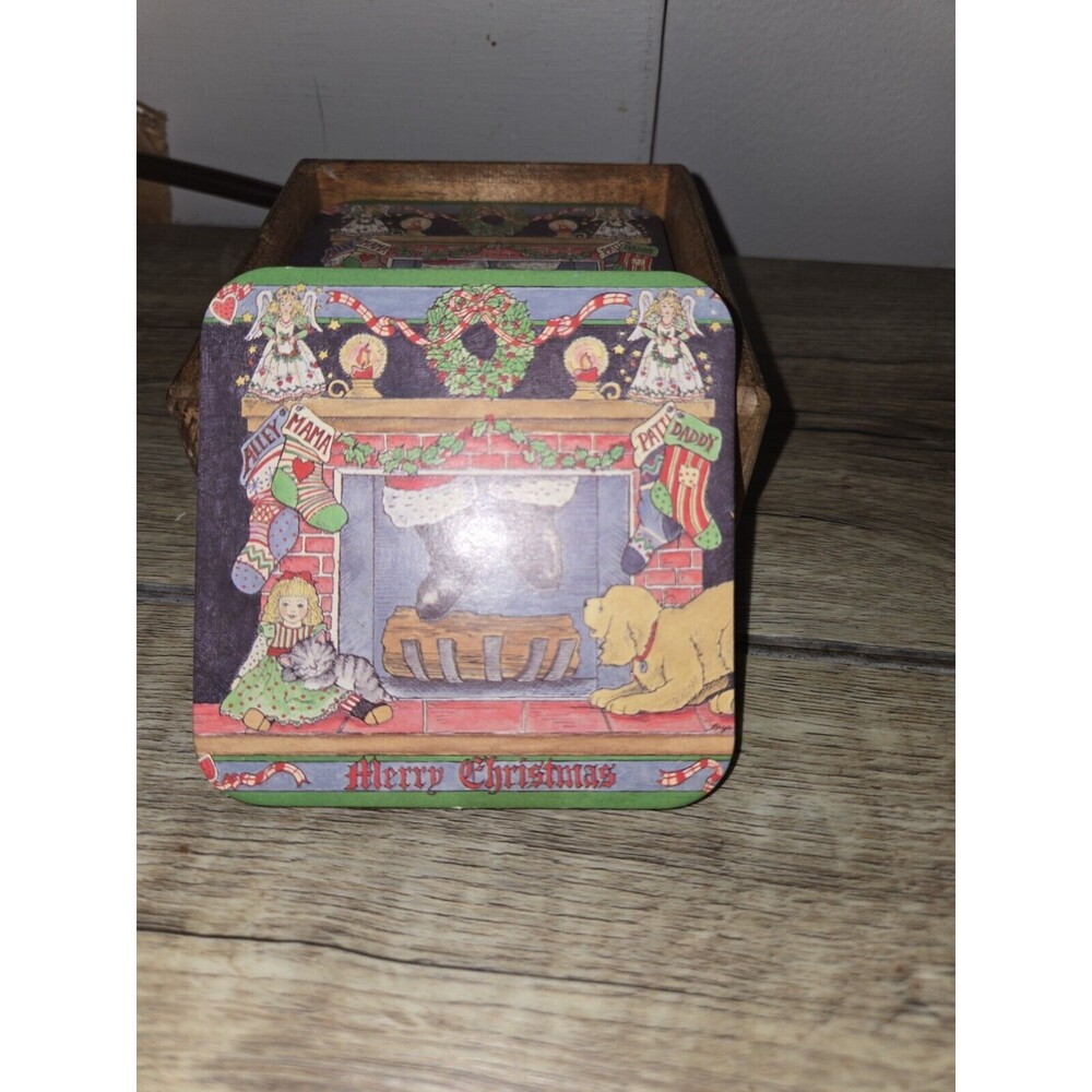 Vintage 90s Christmas Drink Coasters Set Of 6